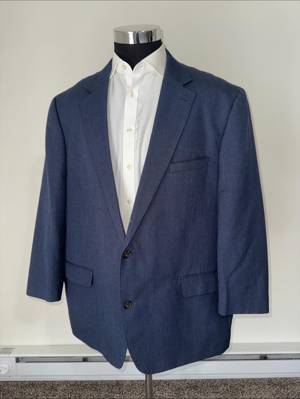Oak Hill mens 2XL XXL 50/52R blue micro pattern 2-button sport coat EUC